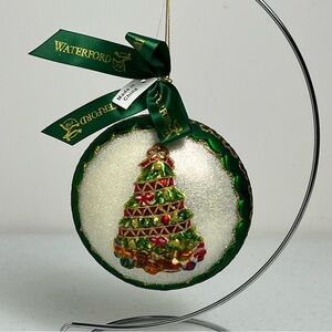 Waterford Holiday Heirlooms Blown Glass Christmas Tree Ornament VTG 2 Sided